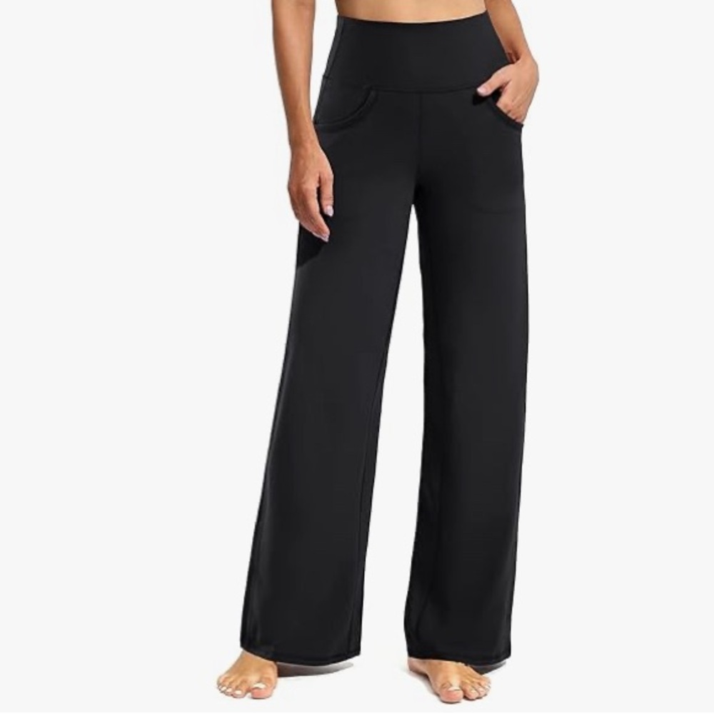 Black Wide Leg Yoga/Casual Leggings with Pocket